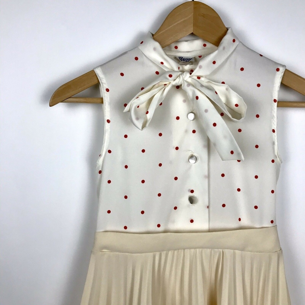 VTG 1960s Girls Benco Togs Polka Dot Pleated Dress